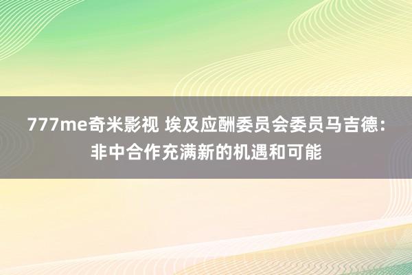 777me奇米影视 埃及应酬委员会委员马吉德：非中合作充满新的机遇和可能