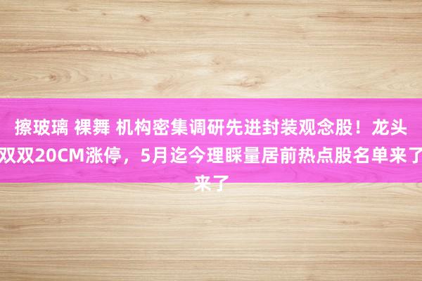 擦玻璃 裸舞 机构密集调研先进封装观念股！龙头双双20CM涨停，5月迄今理睬量居前热点股名单来了