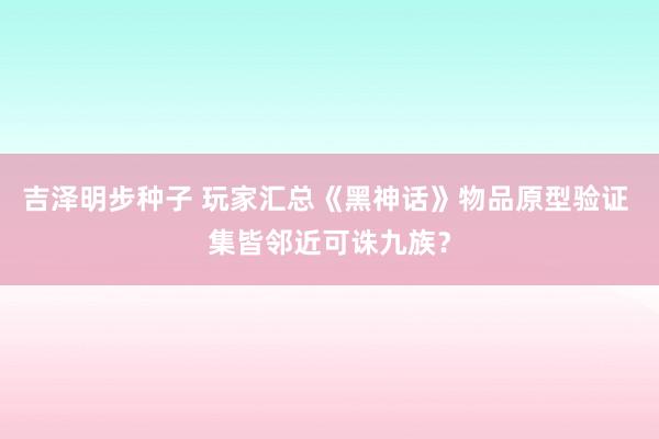 吉泽明步种子 玩家汇总《黑神话》物品原型验证 集皆邻近可诛九族？