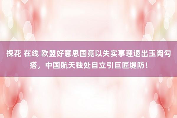 探花 在线 欧盟好意思国竟以失实事理退出玉阙勾搭，中国航天独处自立引巨匠堤防！