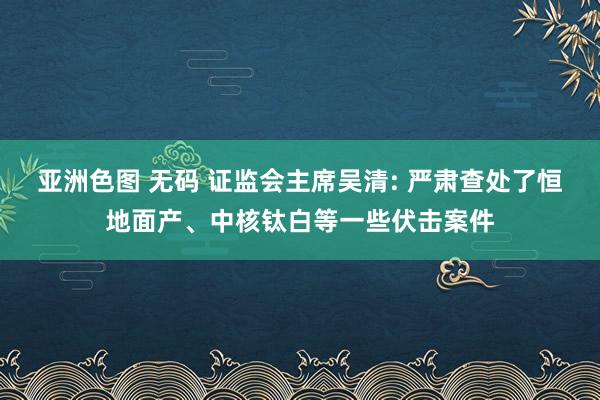 亚洲色图 无码 证监会主席吴清: 严肃查处了恒地面产、中核钛白等一些伏击案件