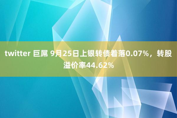 twitter 巨屌 9月25日上银转债着落0.07%，转股溢价率44.62%