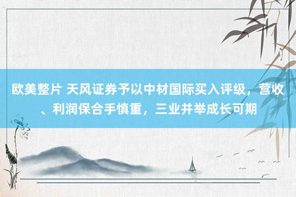 欧美整片 天风证券予以中材国际买入评级，营收、利润保合手慎重，三业并举成长可期