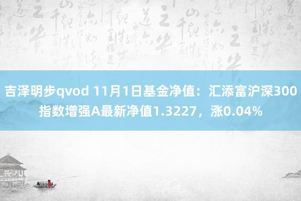 吉泽明步qvod 11月1日基金净值：汇添富沪深300指数增强A最新净值1.3227，涨0.04%