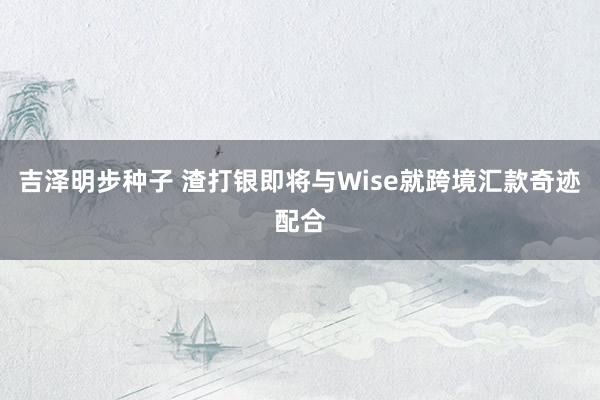 吉泽明步种子 渣打银即将与Wise就跨境汇款奇迹配合