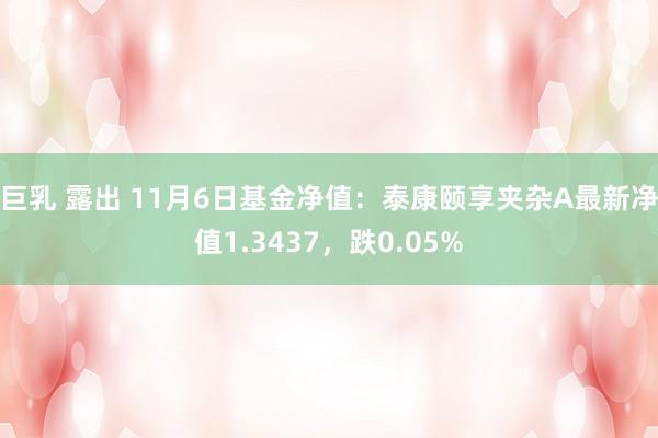 巨乳 露出 11月6日基金净值：泰康颐享夹杂A最新净值1.3437，跌0.05%